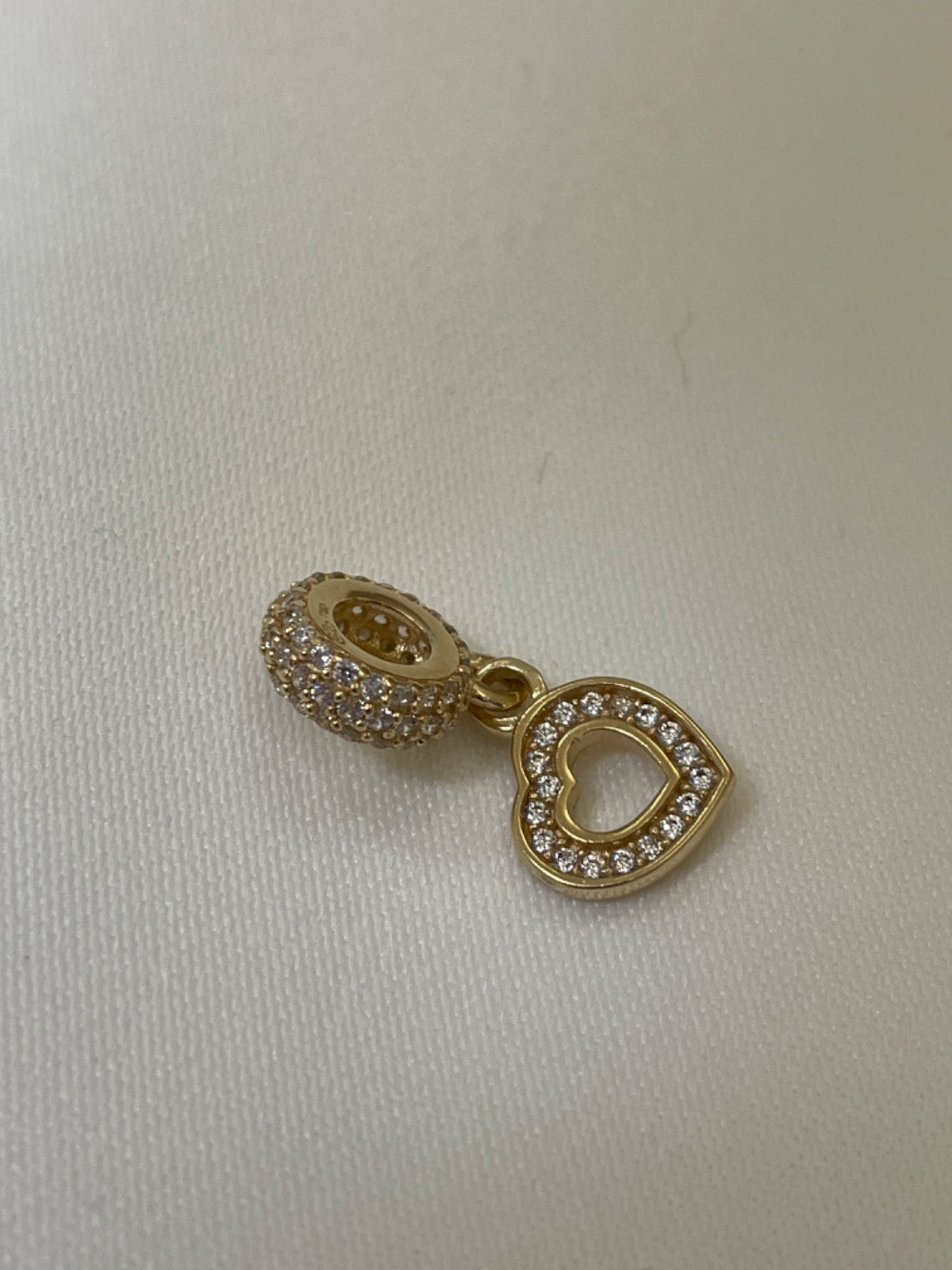 18K Yellow Gold Heart  Charm with CZ