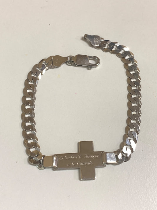 Pulseira masculina de prata branca