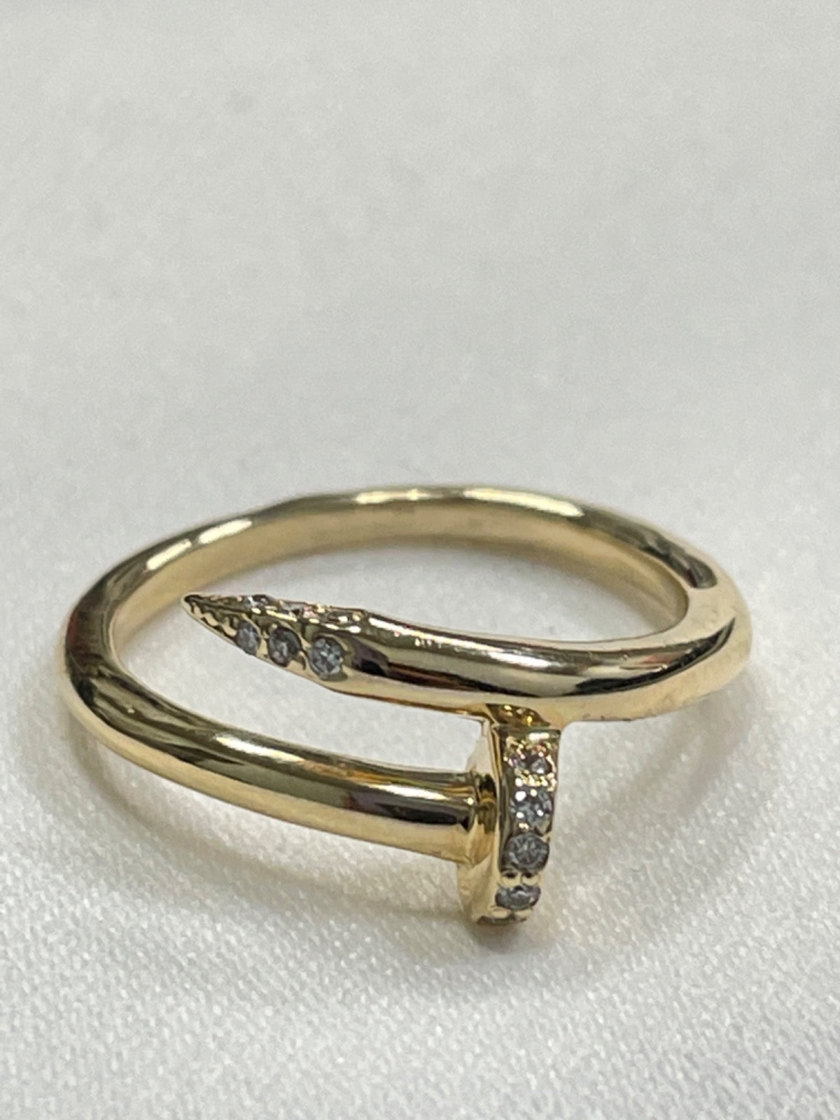 14K Yellow Gold Nail  Ring with Diamond