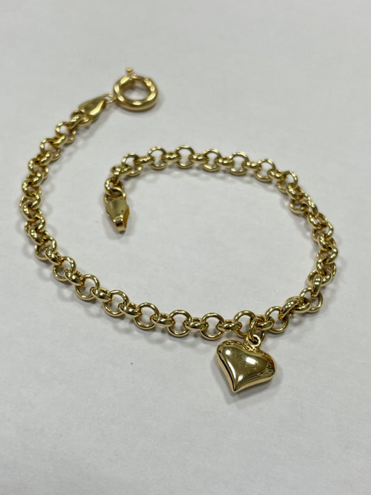 18K Yellow Gold Heart Charm Bracelet