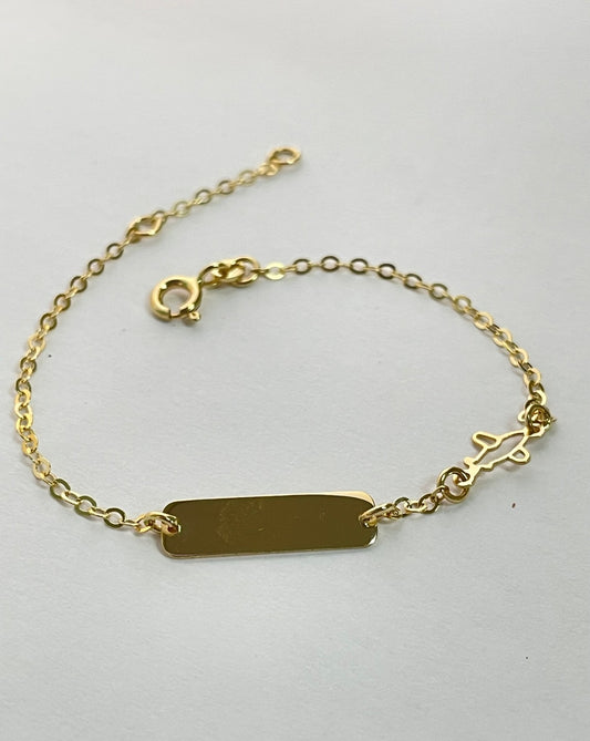 14K Yellow Gold Airplane  Baby Bracelet