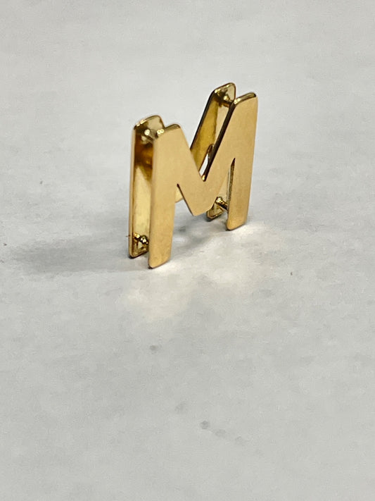 18K Yellow Gold Letter M Charm