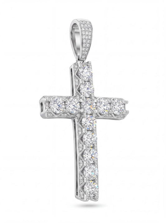 White Silver Cross Pendant with CZ