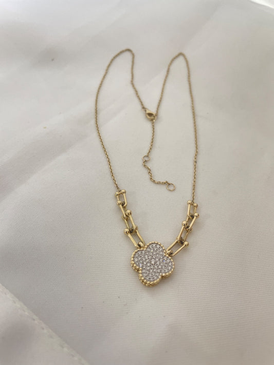 14K Yellow Gold  Charm Necklace Set with Diamond