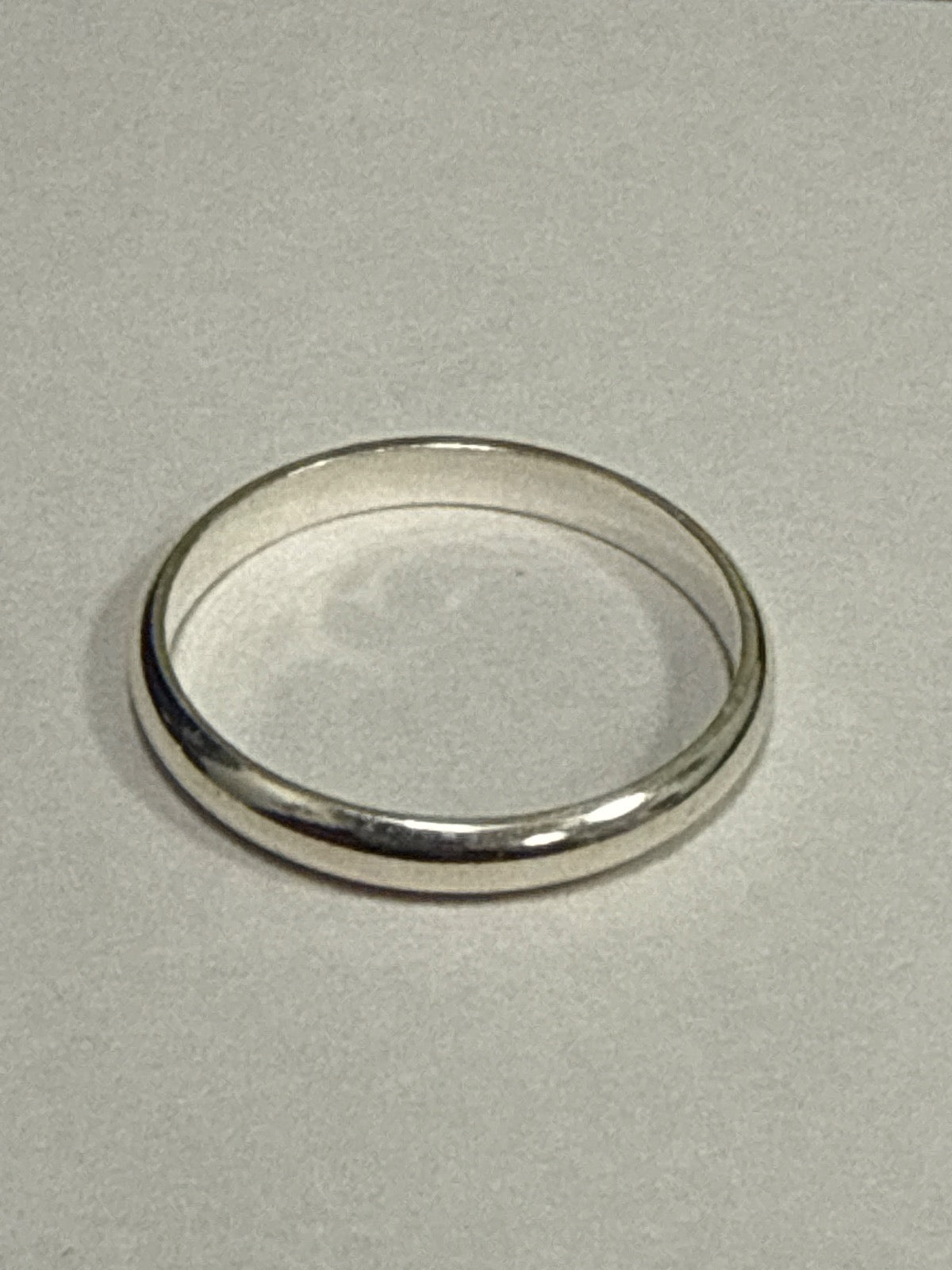 White Silver  Wedding Band