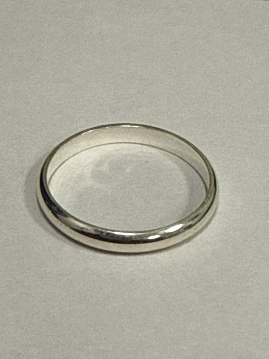 White Silver  Wedding Band