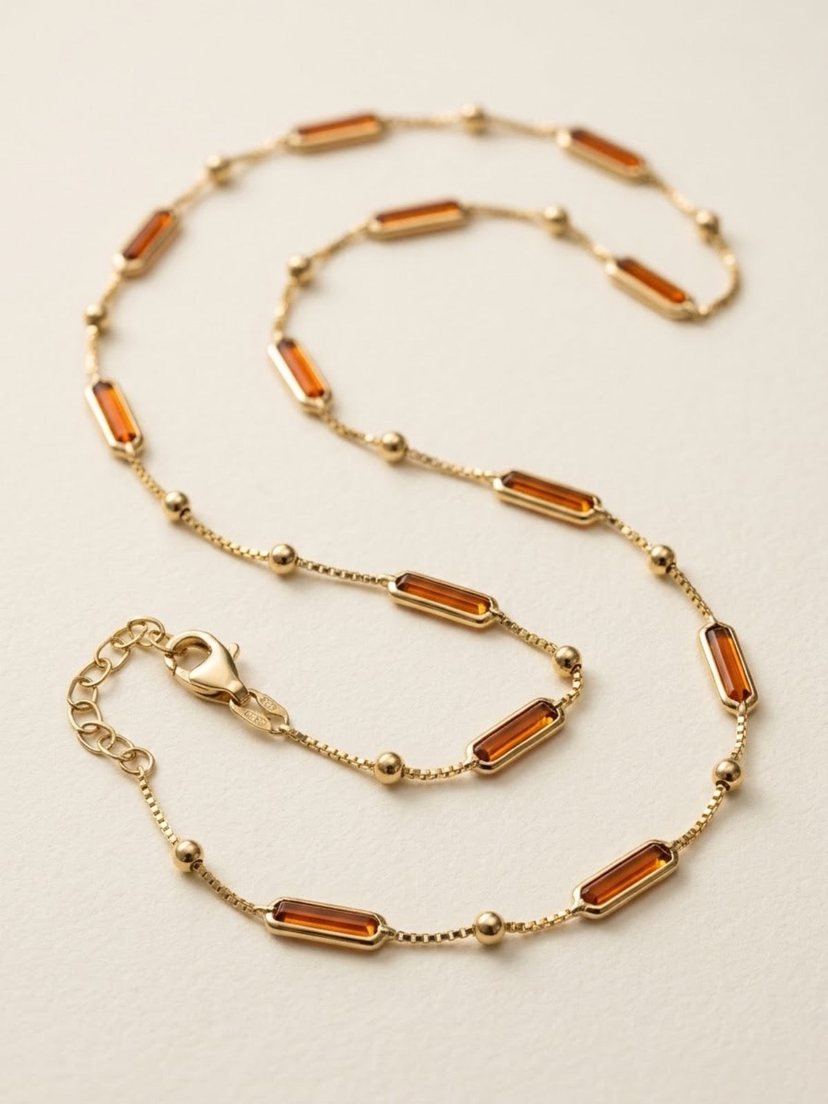 14K Yellow Gold  Charm Necklace Set with CZ