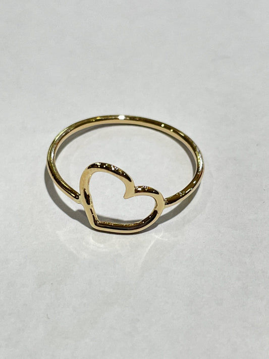 18K Yellow Gold Heart  Ring