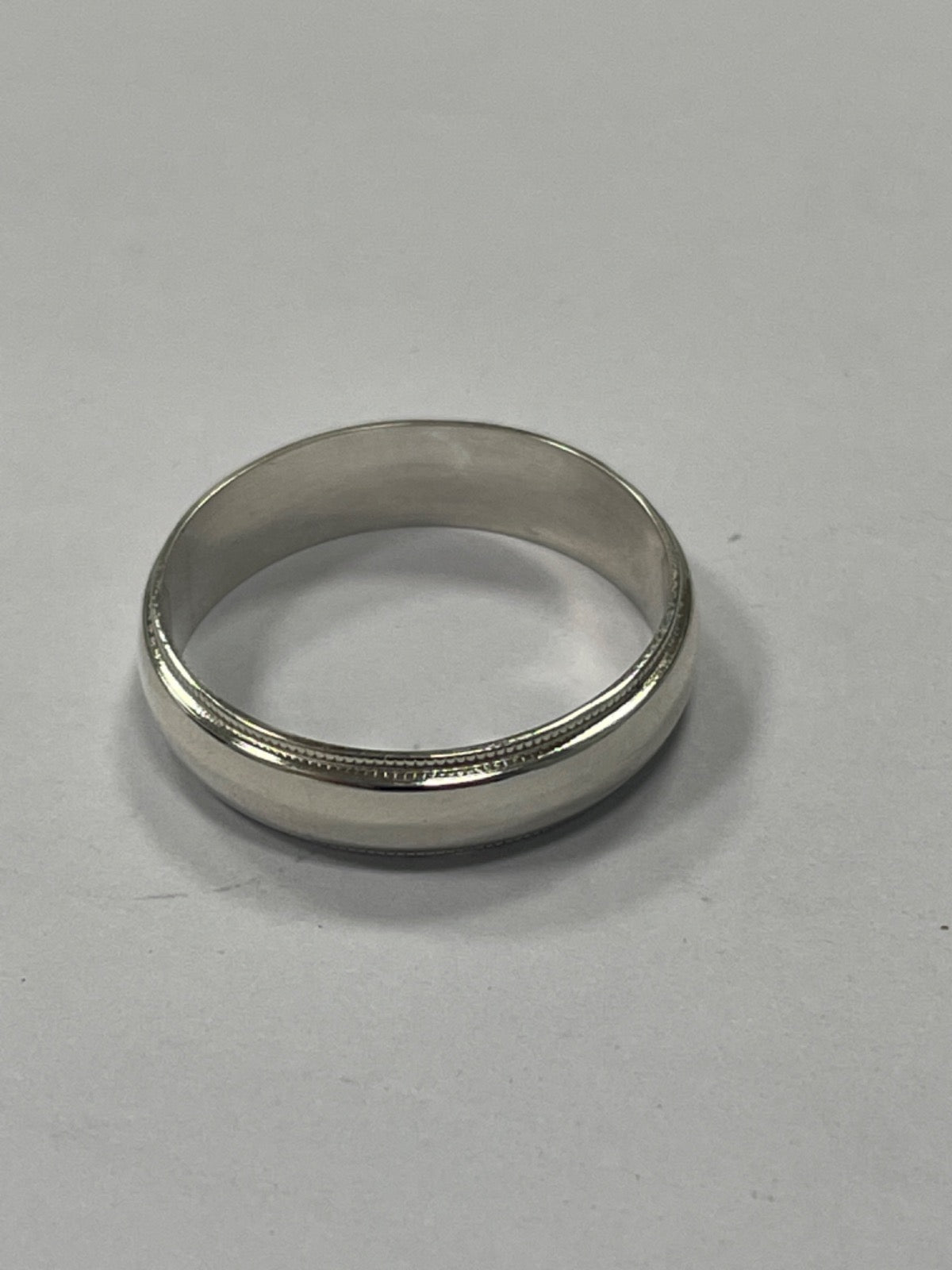 White Silver  Wedding Band