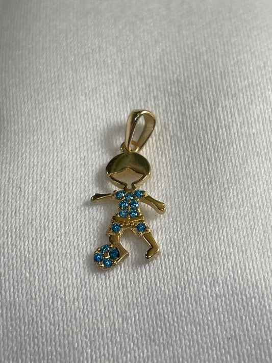 18K Yellow Gold Boy Pendant with CZ