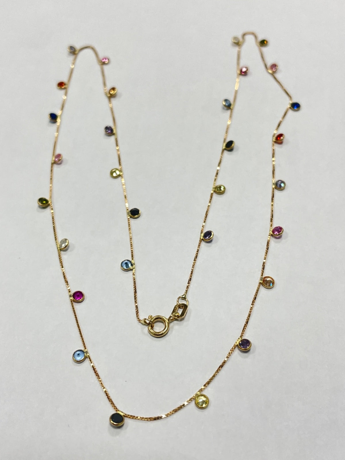 18K Yellow Gold  Charm Necklace Set with CZ