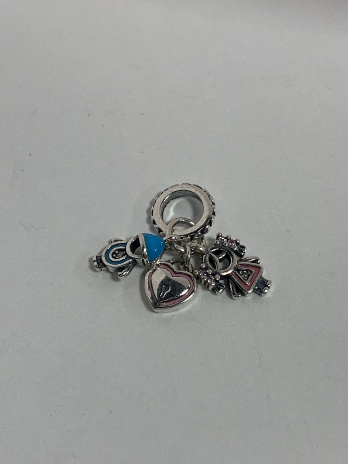 White Silver  Charm with CZ