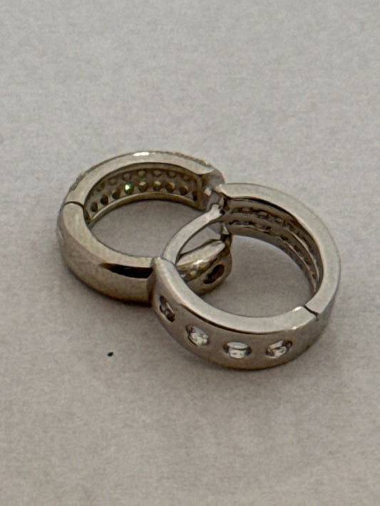 White Silver Hoop Earring