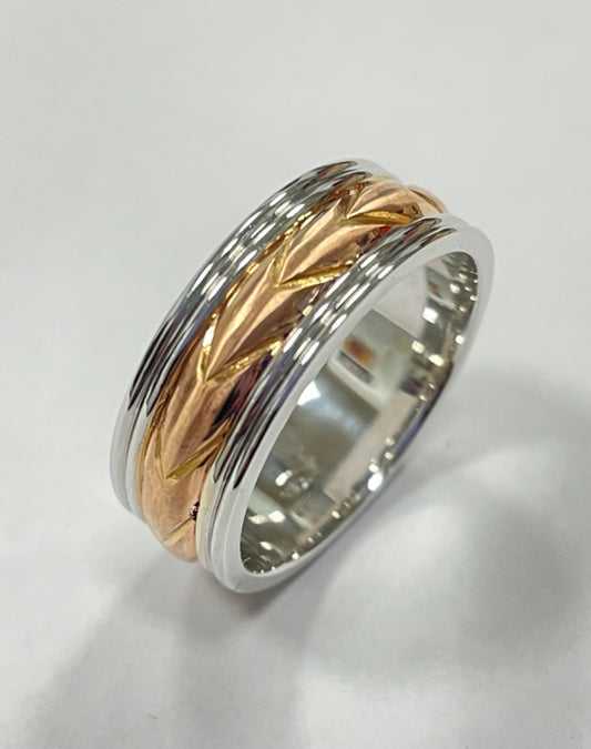 18K Two-Tone Gold Handmade  Wedding Band