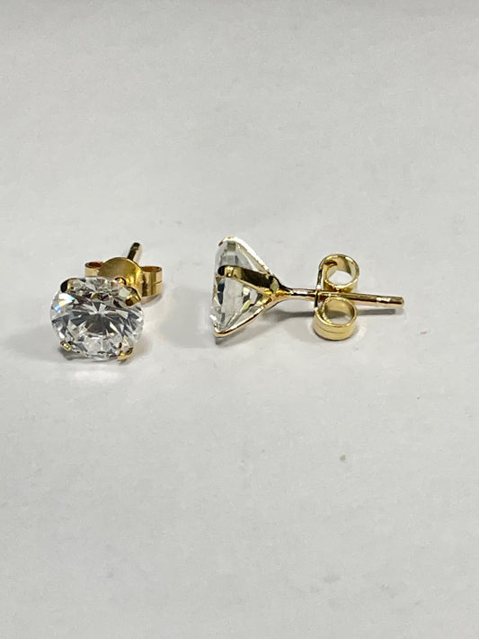 18K Yellow Gold 6mm Earring with CZ