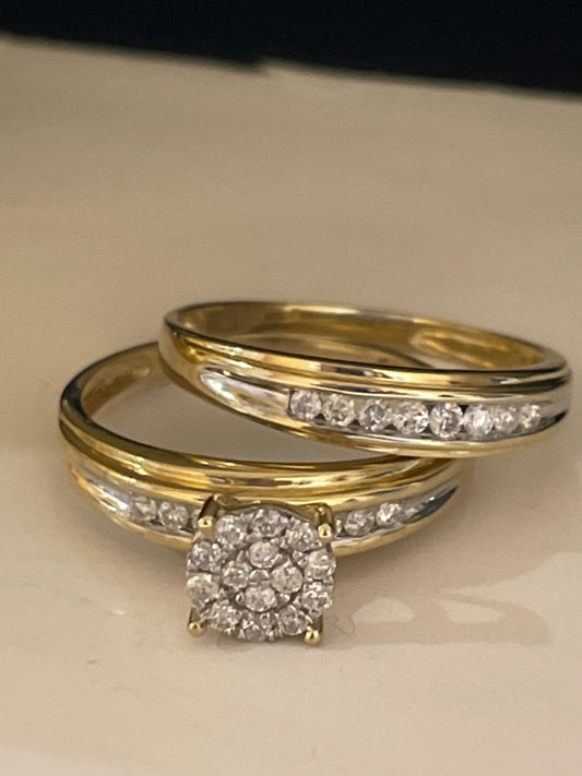 14K Yellow Gold  Bridal Set with Diamond