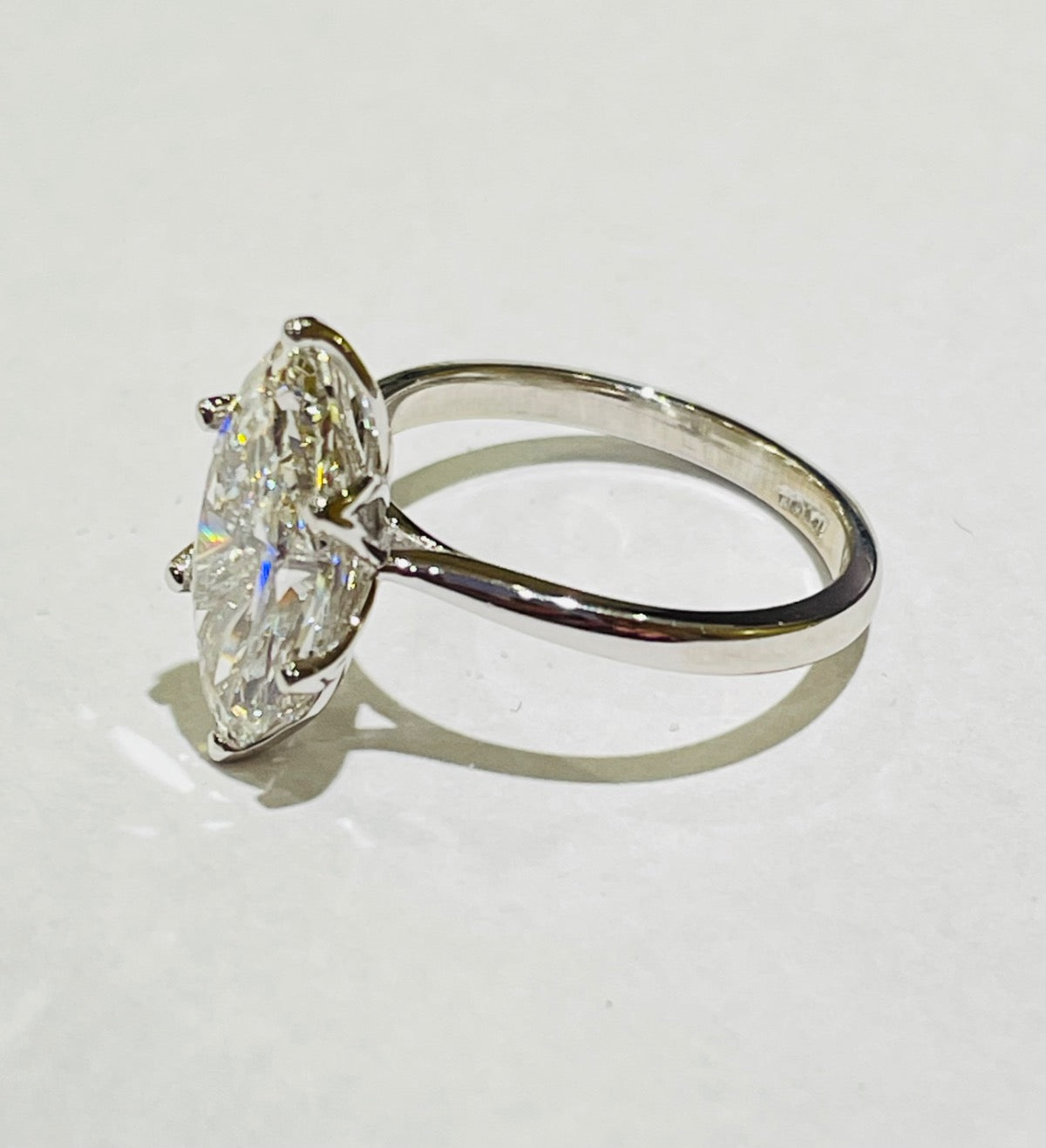 14K White Gold Marquise  Engagement Ring with Lab Diamond