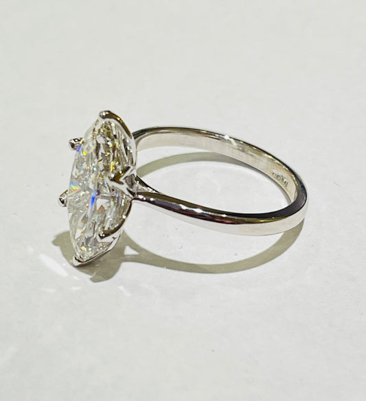 14K White Gold Marquise  Engagement Ring with Lab Diamond