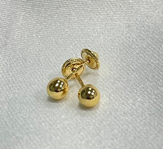 18K Yellow Gold 4mm Ball Earring