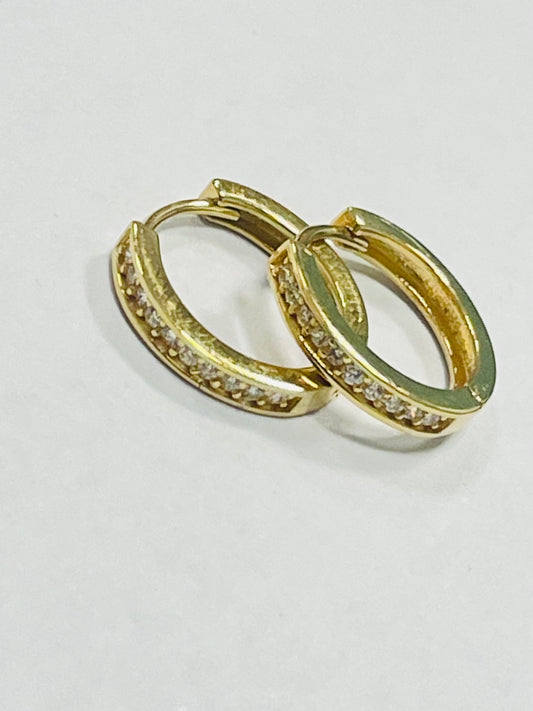 18K Yellow Gold Small Hoop  Earring with CZ