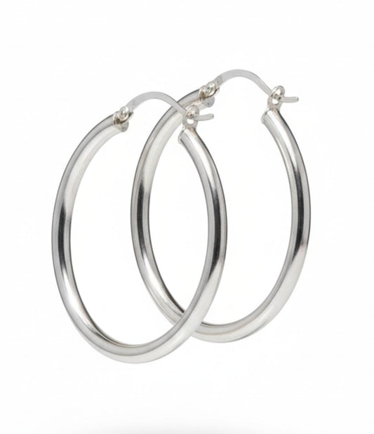 White Silver Hoop Earring