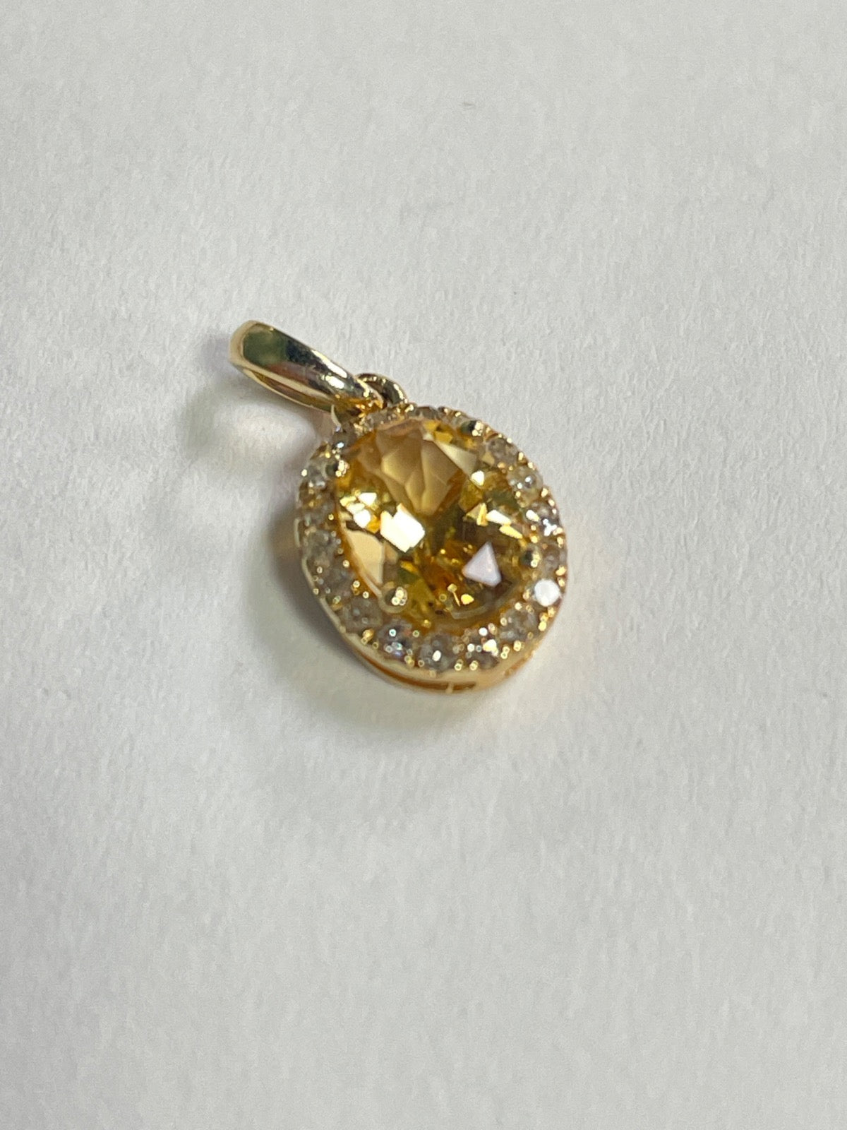 14K Yellow Gold  Pendant with Citrine and Diamond