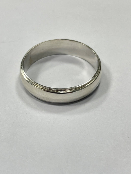 White Silver  Wedding Band