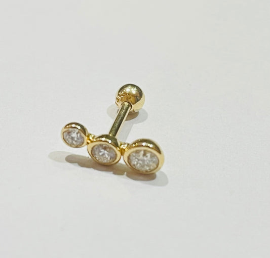 14K Yellow Gold  Piercing with Diamond