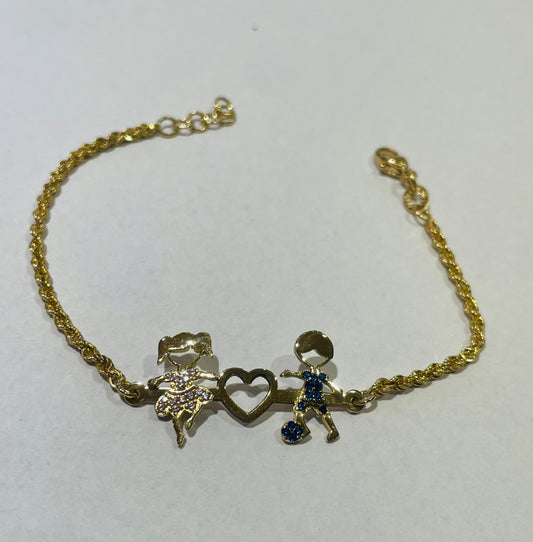 18K Yellow Gold Kids  Bracelet with CZ