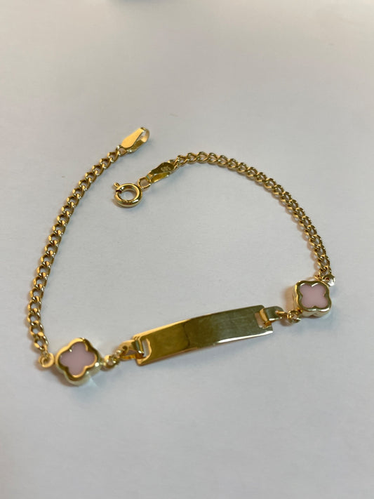 14K Yellow Gold Clover Baby Bracelet with CZ