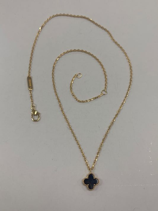 18K Yellow Gold Clover Chain with Onyx