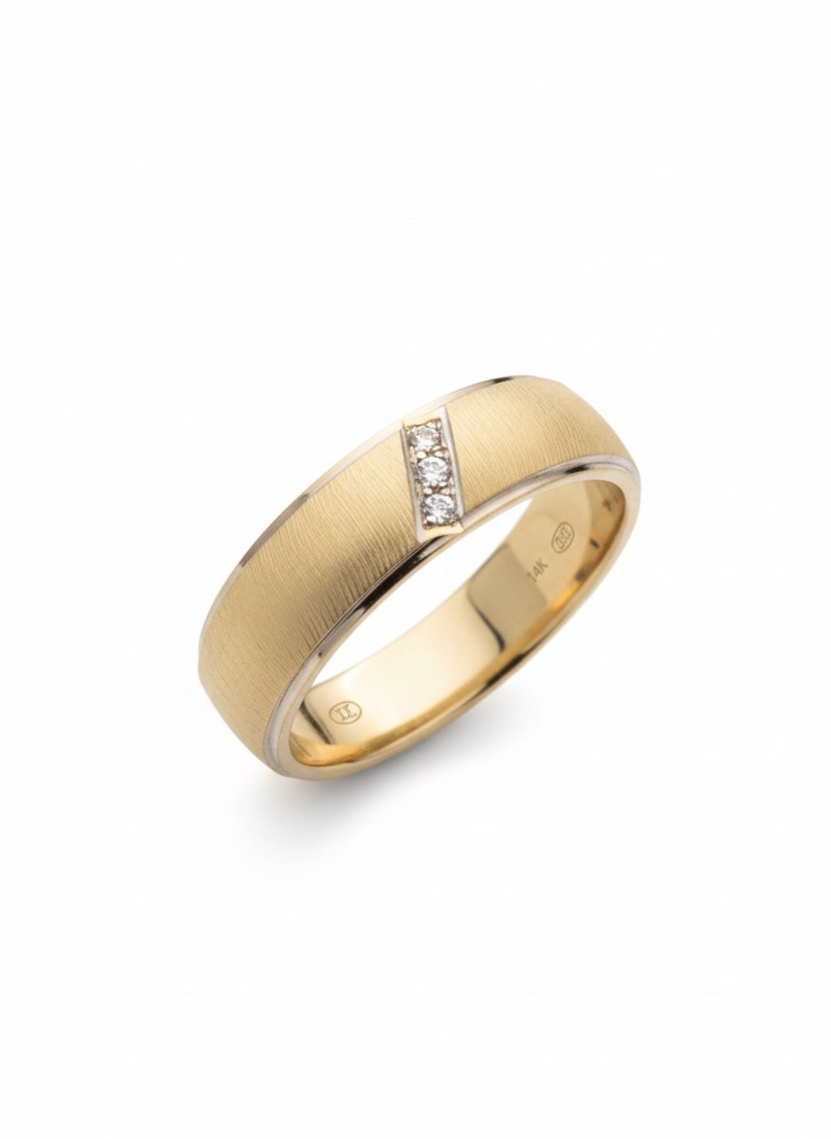 14K Yellow Gold  Wedding Band with Diamond