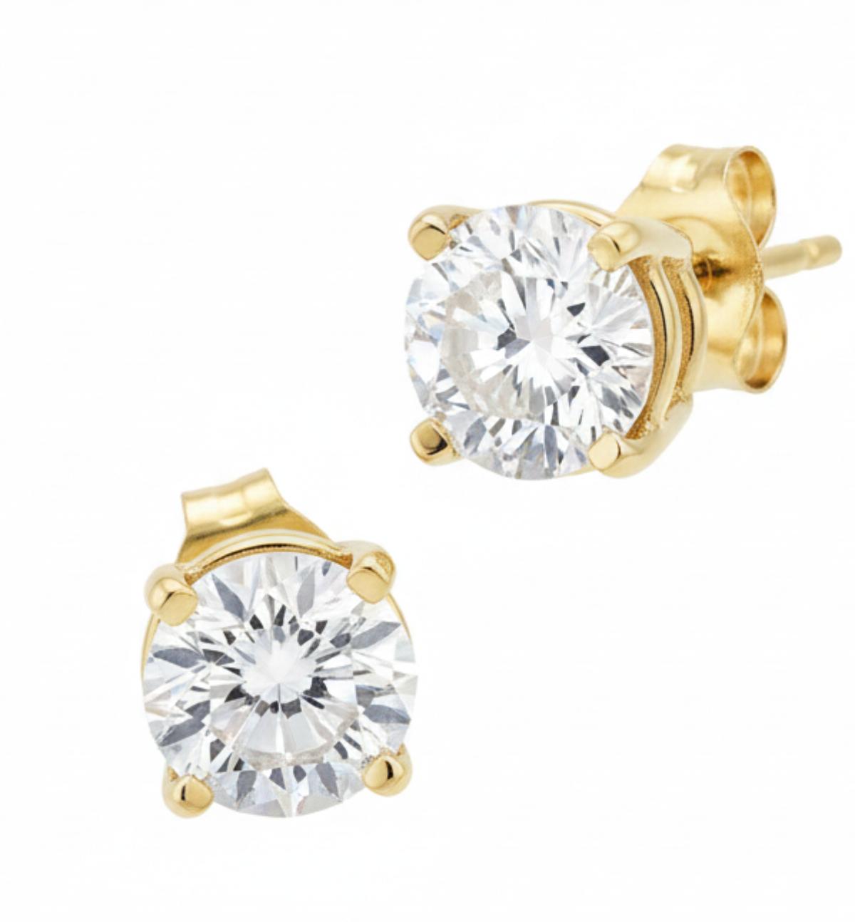 14K Yellow Gold Studs Earring with Lab Diamond