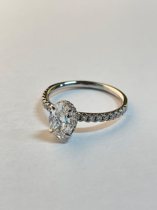 14K White Gold  Ring with Lab Diamond