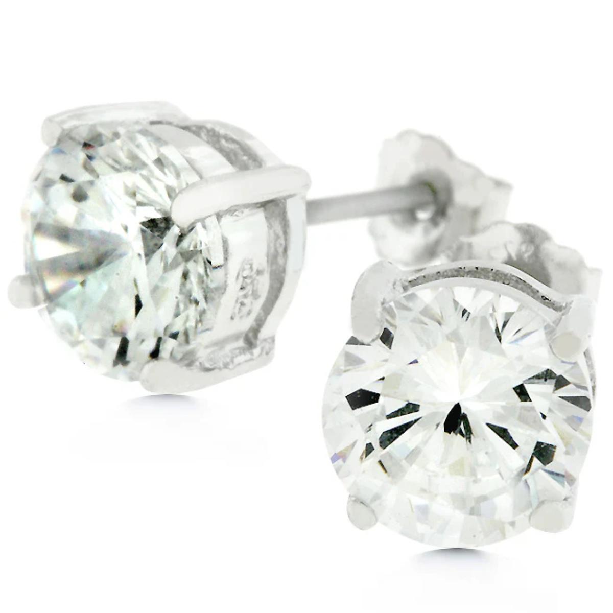 White Silver 7mm Studs  Earring with CZ