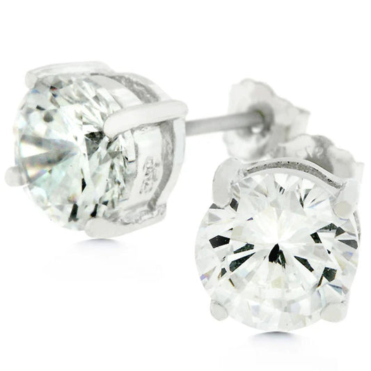 White Silver 7mm Studs Earring with CZ