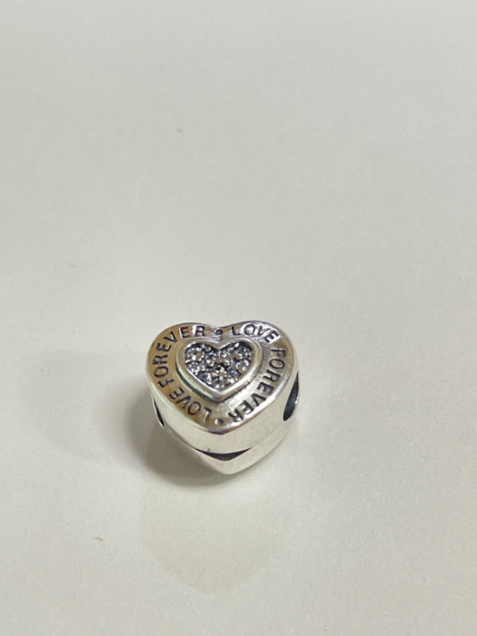 White Silver Locks  Charm with CZ