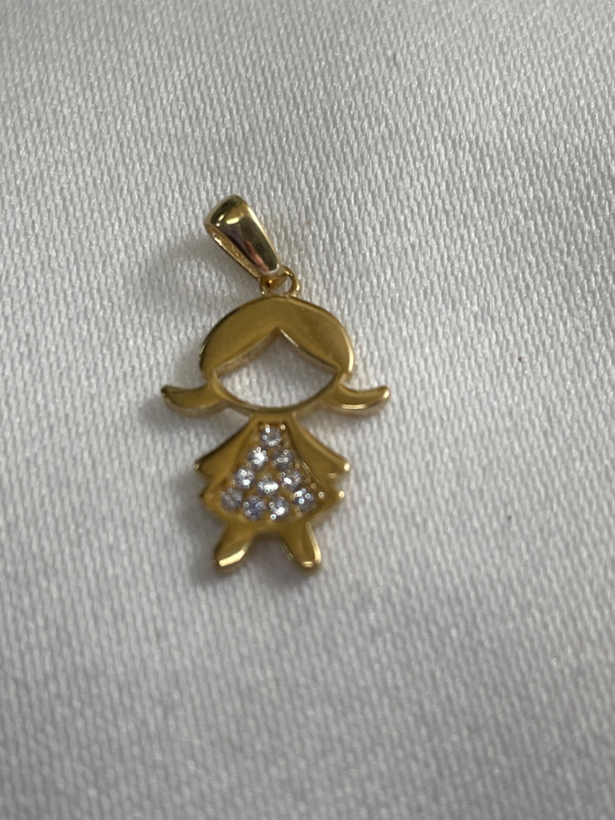 18K Yellow Gold Girl Pendant with CZ