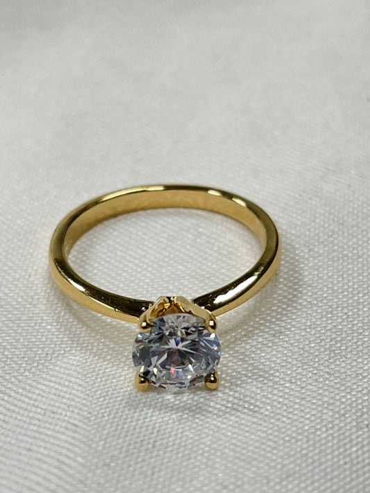 18K Yellow Gold  Engagement Ring with CZ