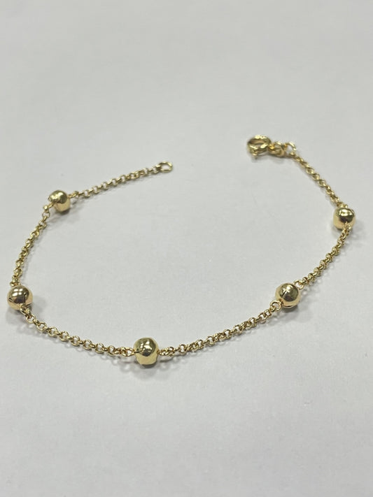 18K Yellow Gold Small Ball  Baby Bracelet