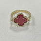 14K Yellow Gold Clover  Ring with CZ