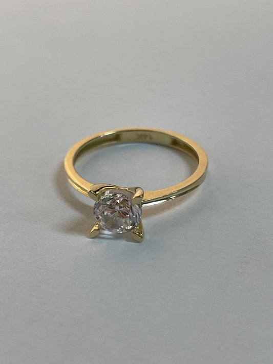 14K Yellow Gold  Engagement Ring with CZ