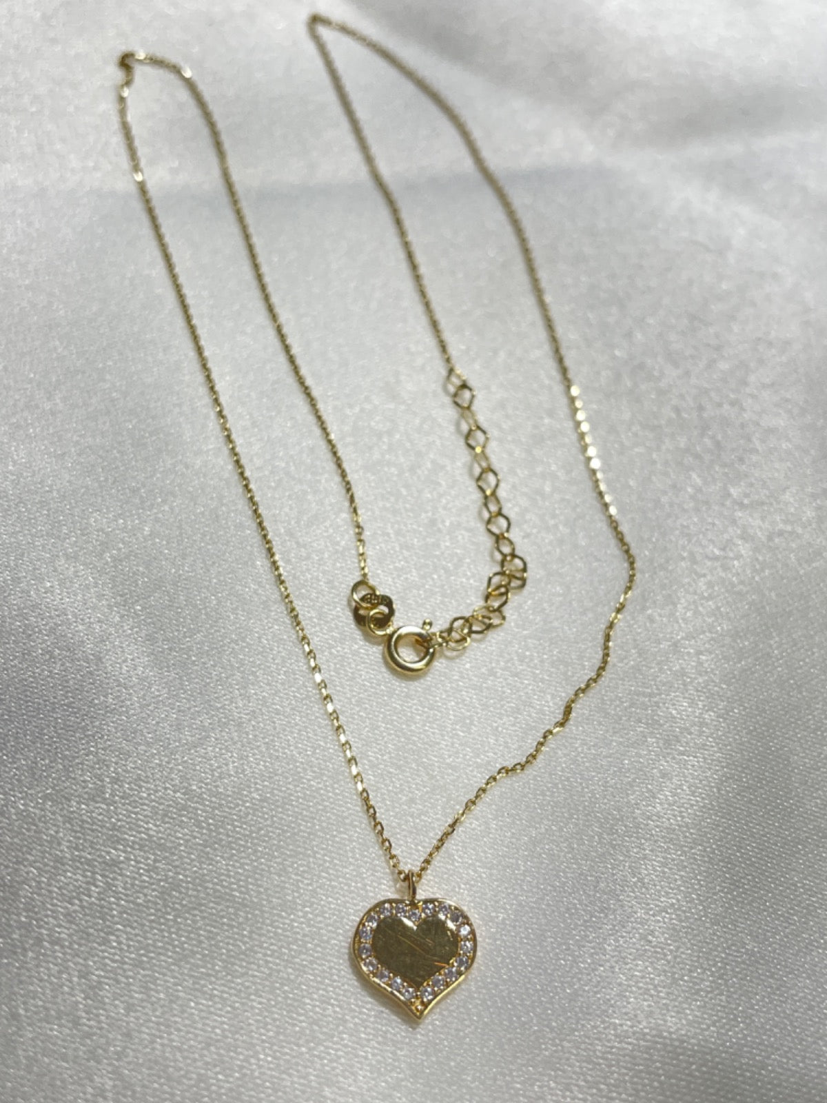 18K Yellow Gold Heart  Charm Necklace Set