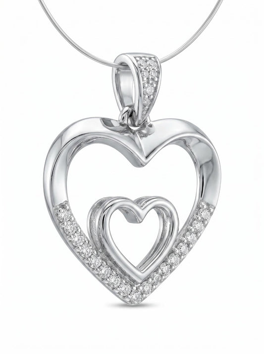 White Silver  Pendant with CZ