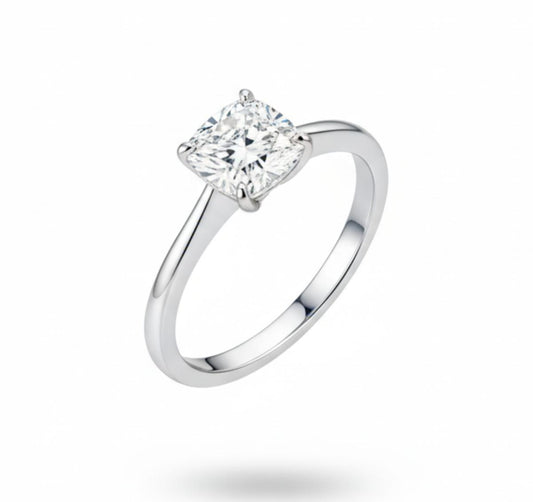 White Silver  Engagement Ring with CZ