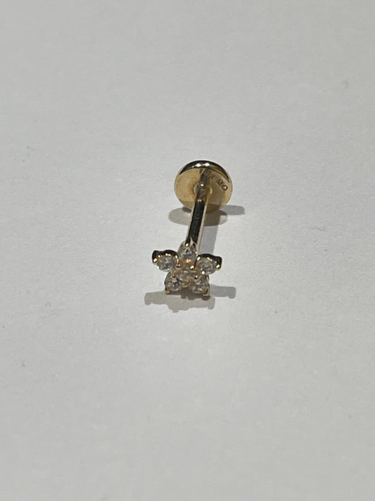 14K Yellow Gold  Piercing with CZ