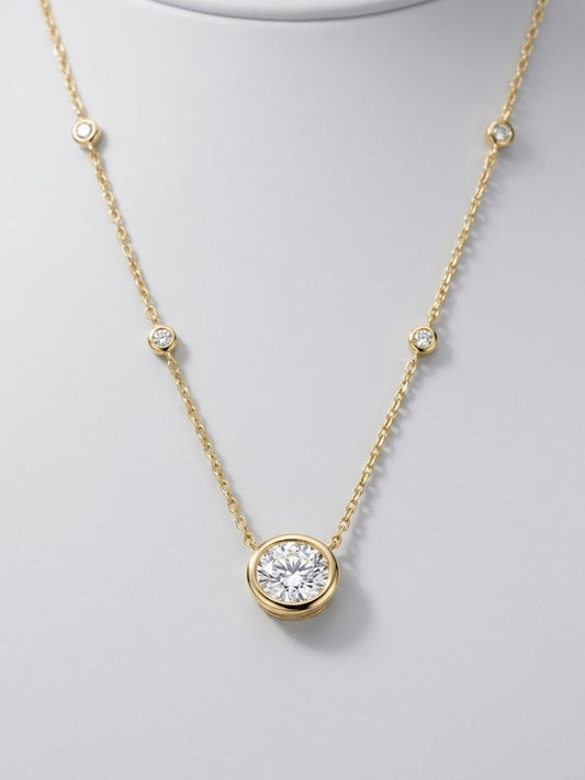 14K Yellow Gold  Charm Necklace Set with CZ