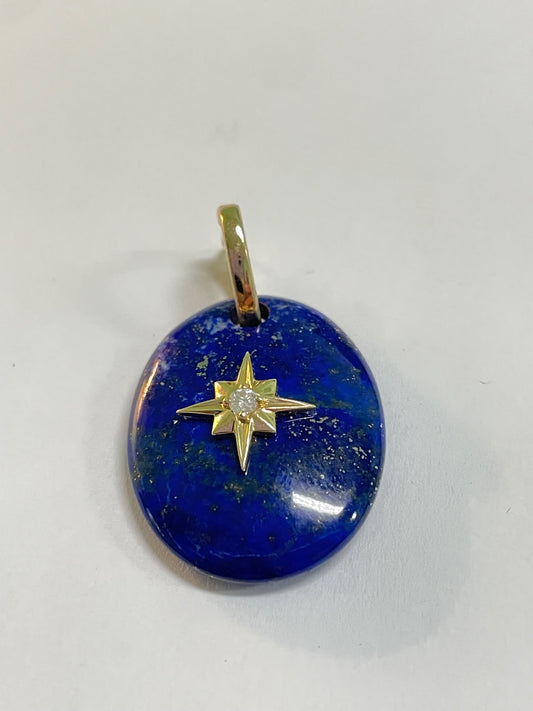 14K Yellow Gold  Pendant with Lapis