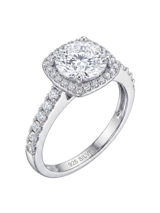 White Silver  Engagement Ring with CZ