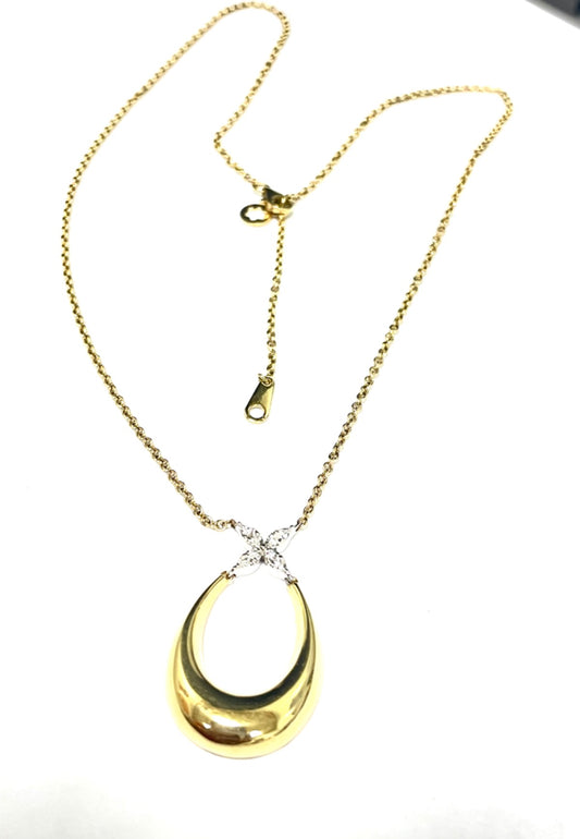 18K Yellow Gold  Charm Necklace Set with Diamond